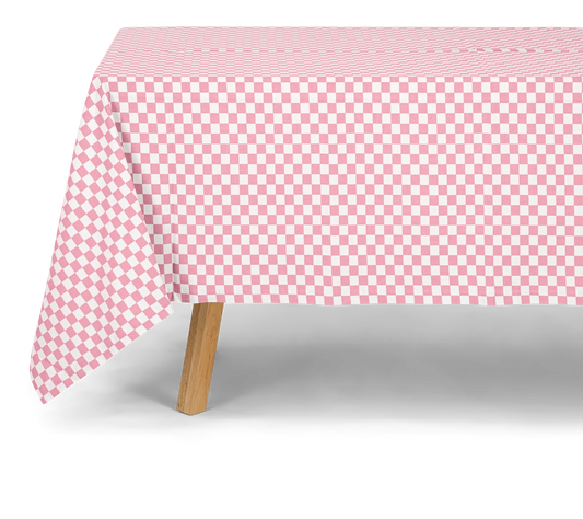 Nappe ZOE damier rose en coton Rose in April