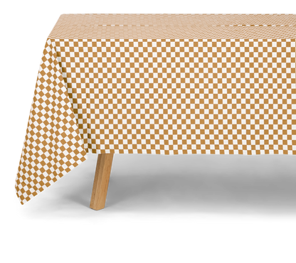 Nappe ZOE damier caramel en coton Rose in April