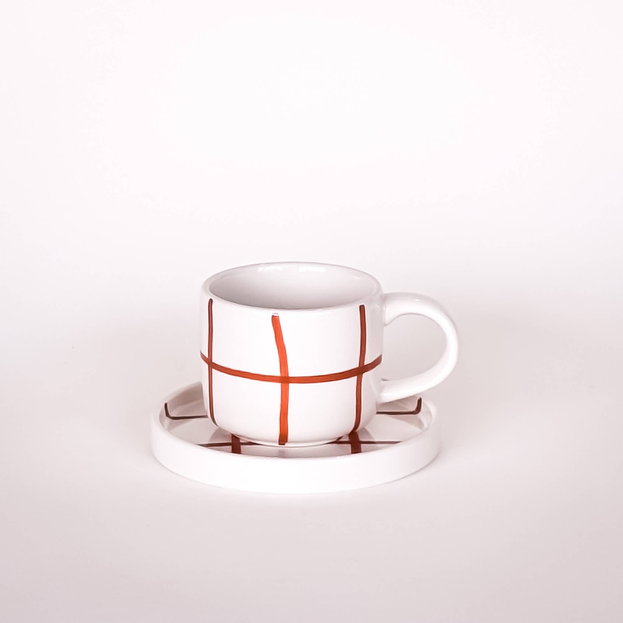 Set de 2 tasses espresso avec soucoupes – GRID cotto orange