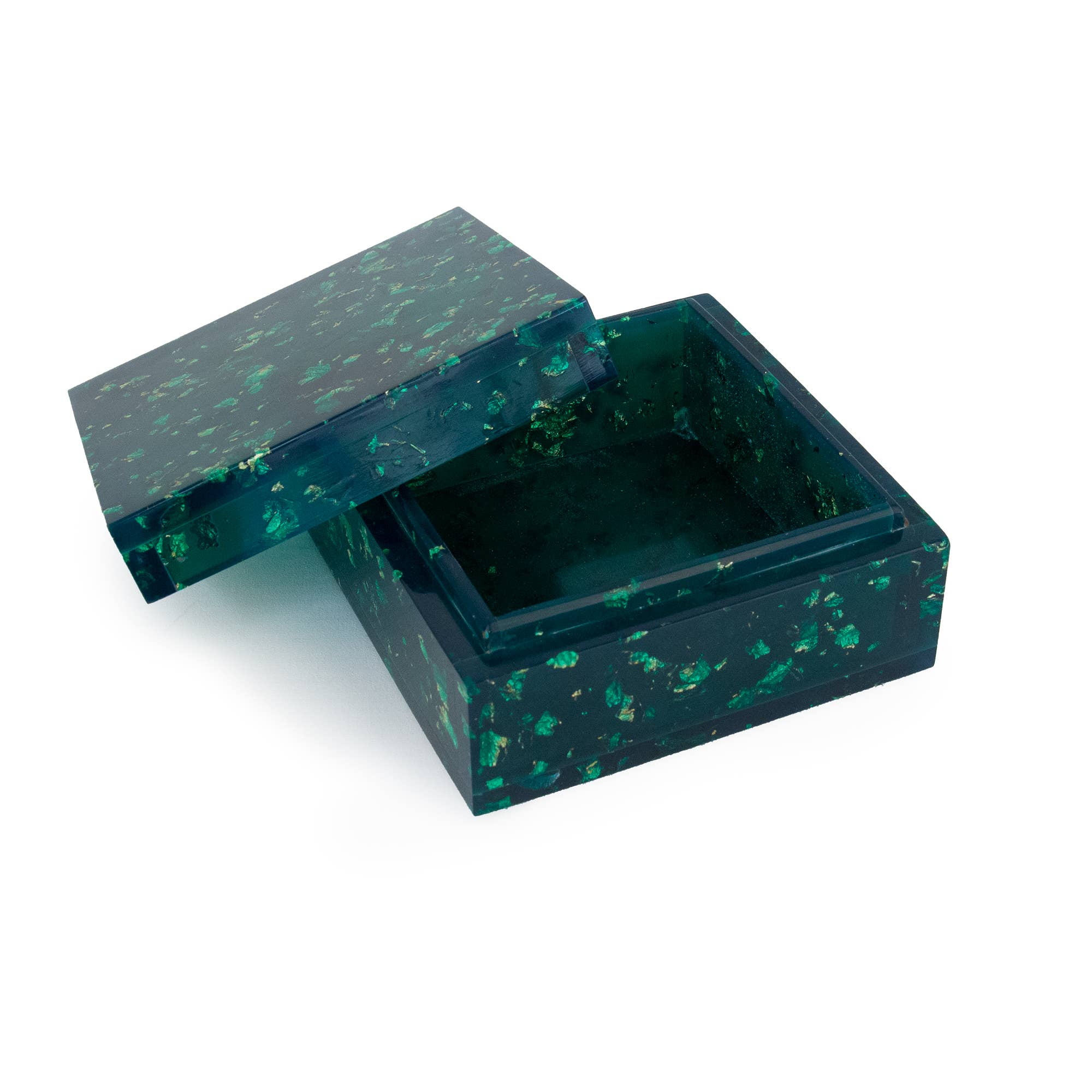 Petite boîte à bijoux verte en résine