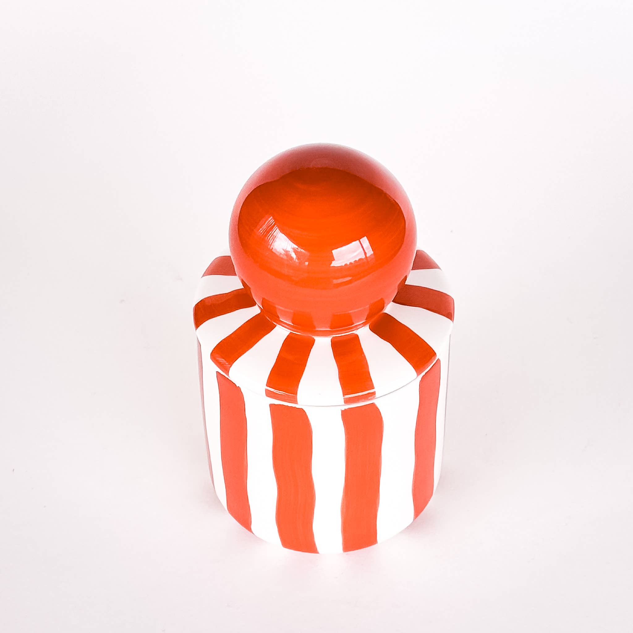 Bougie en céramique rayée - orange cotto