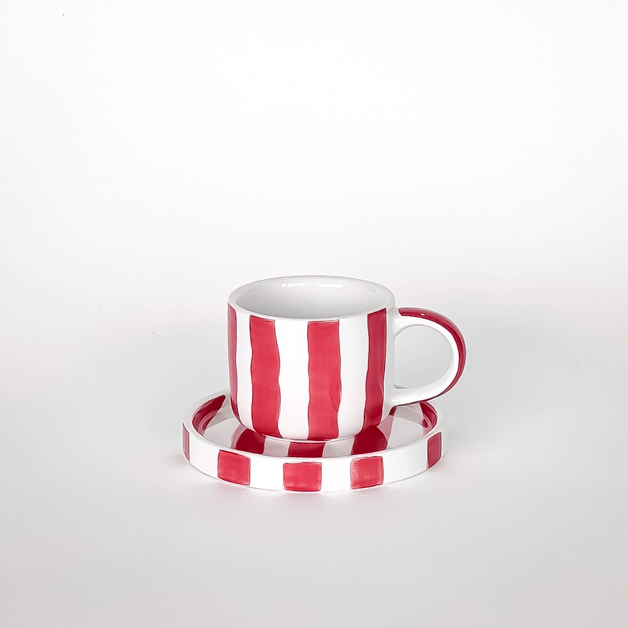 Set de 2 tasses espresso avec soucoupes – STRIPES rouge tramonto