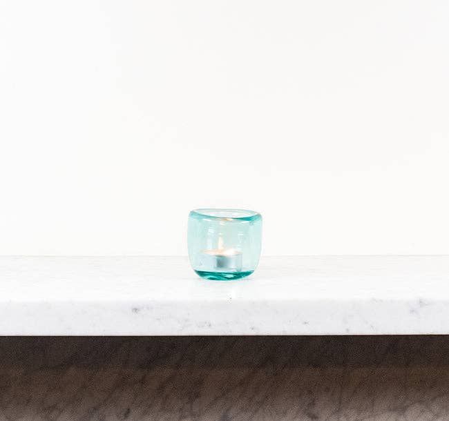 Photophore en verre soufflé –  Turquoise