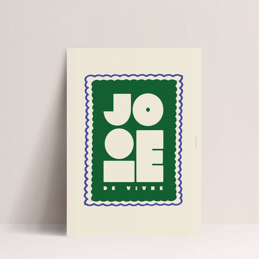 Affiche JOIE DE VIVRE Papier & Co – typographie graphique vert et crème – Poster déco 30x40 cm