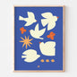 Affiche 30x40 cm, oiseaux blancs et fond bleu, de MA PETITE VIE