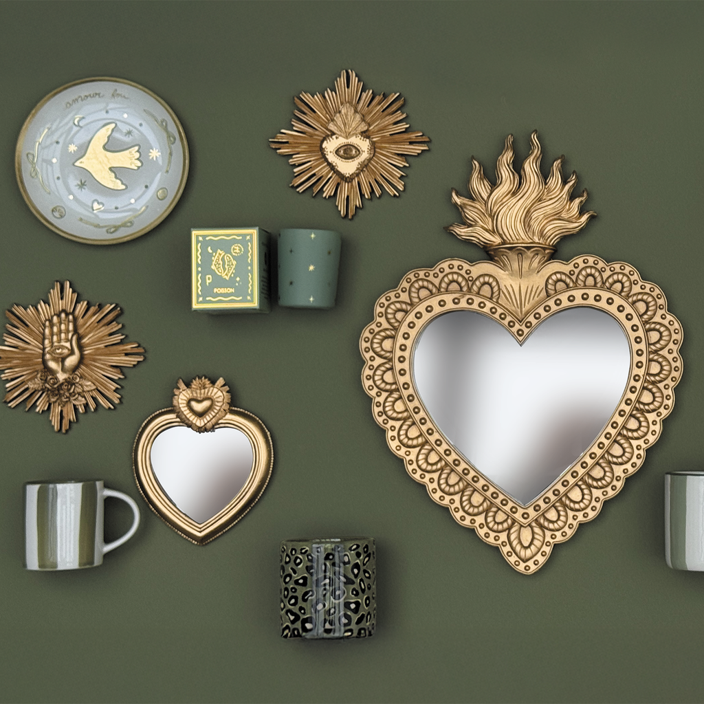 Miroir Ex-voto coeur doré