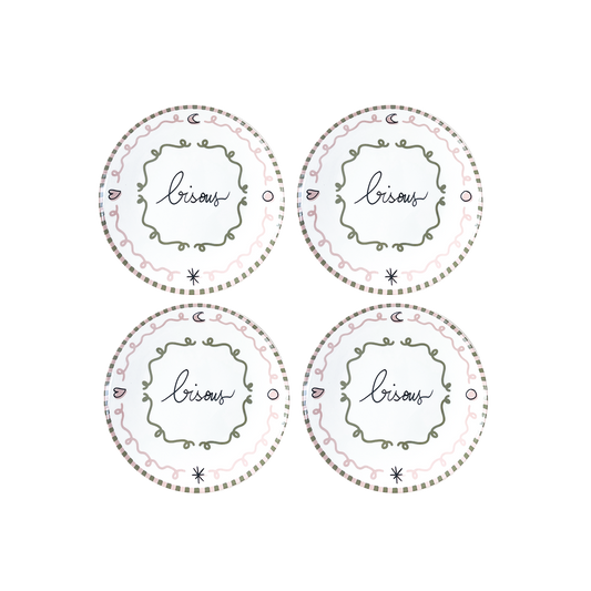 Set de 4 assiettes à dessert avec motif "Bisous" – Opjet Paris