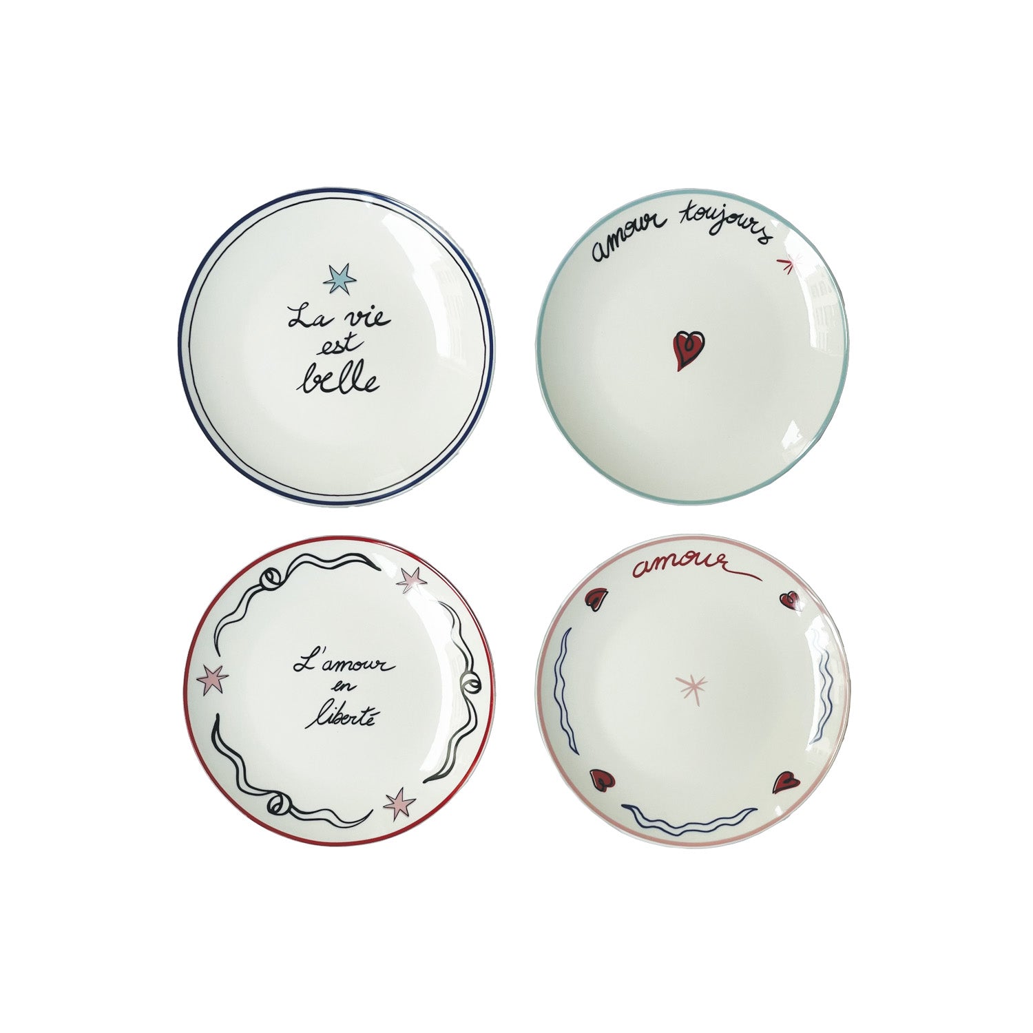 Assiettes à dessert AMOUR EN LIBERTE (x4)