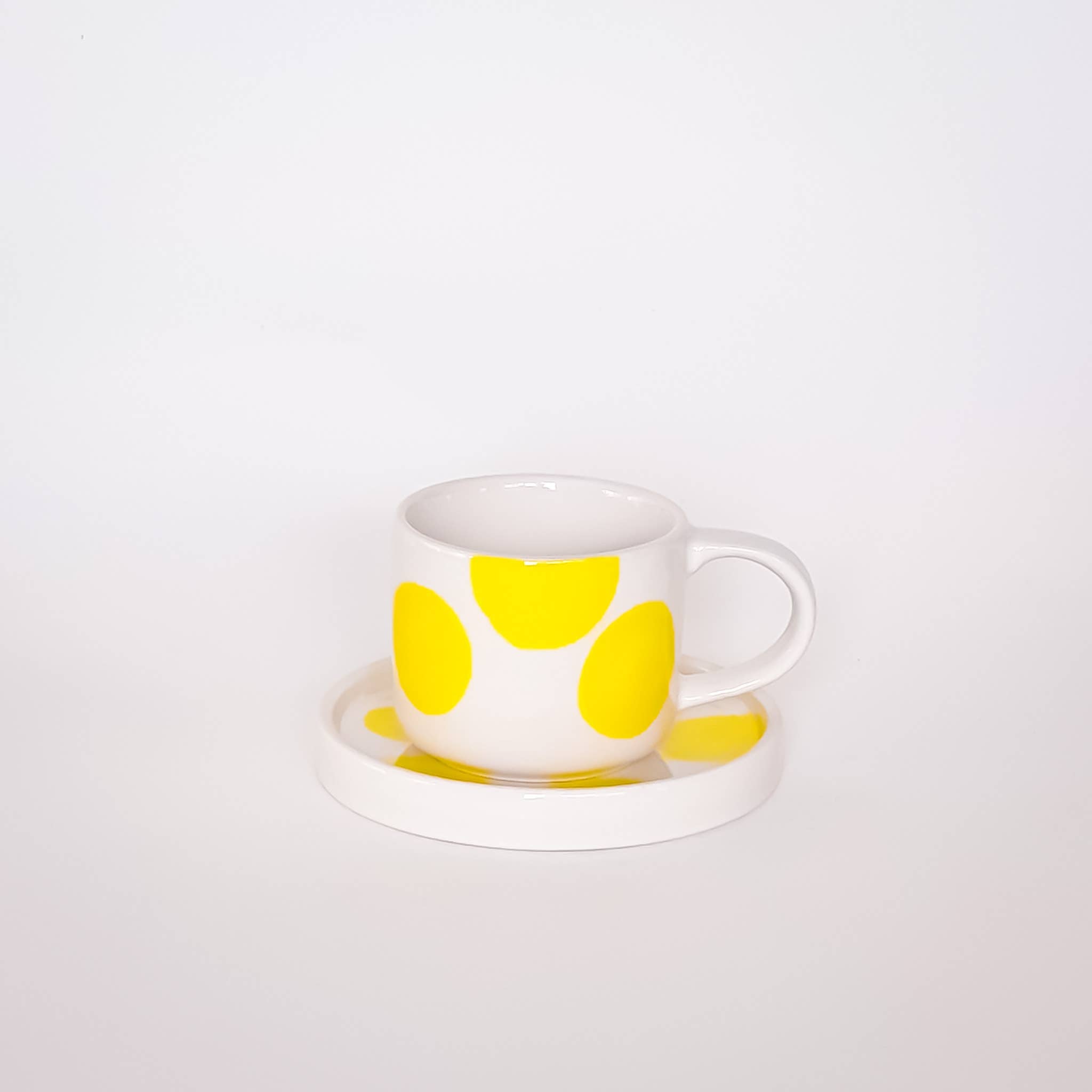 Set de 2 tasses espresso avec soucoupes – DOTS jaune spiaggia