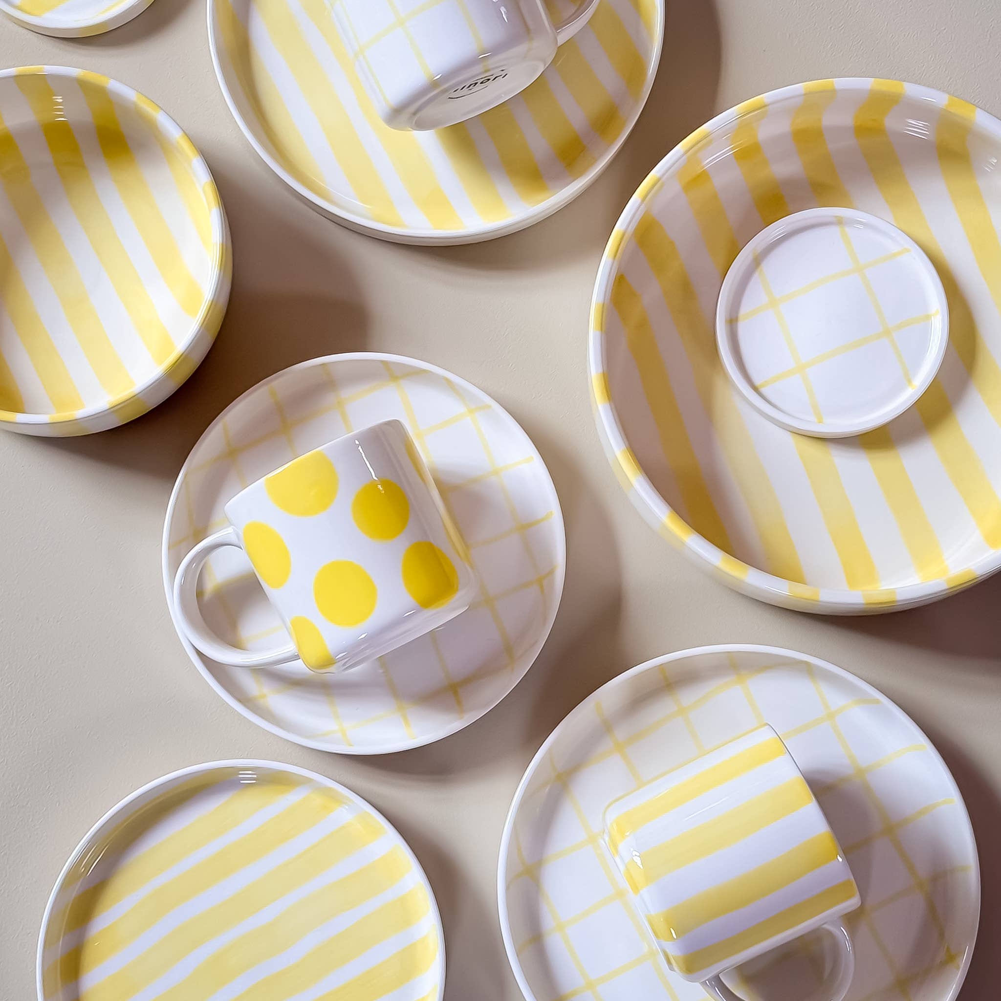 Set de 2 tasses espresso avec soucoupes – STRIPES jaune spiaggia