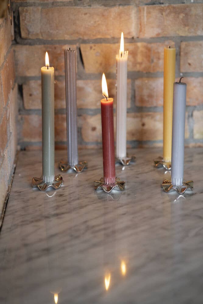 Lot de 2 bougeoirs SIGNE - laiton nickelé