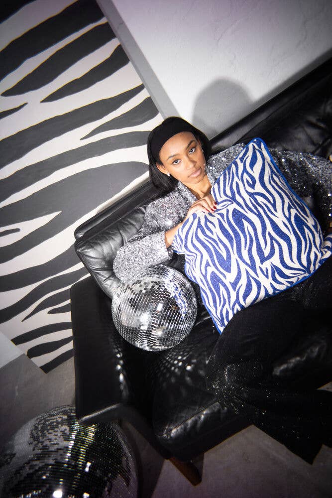 Coussin ANIMA - zèbre bleu