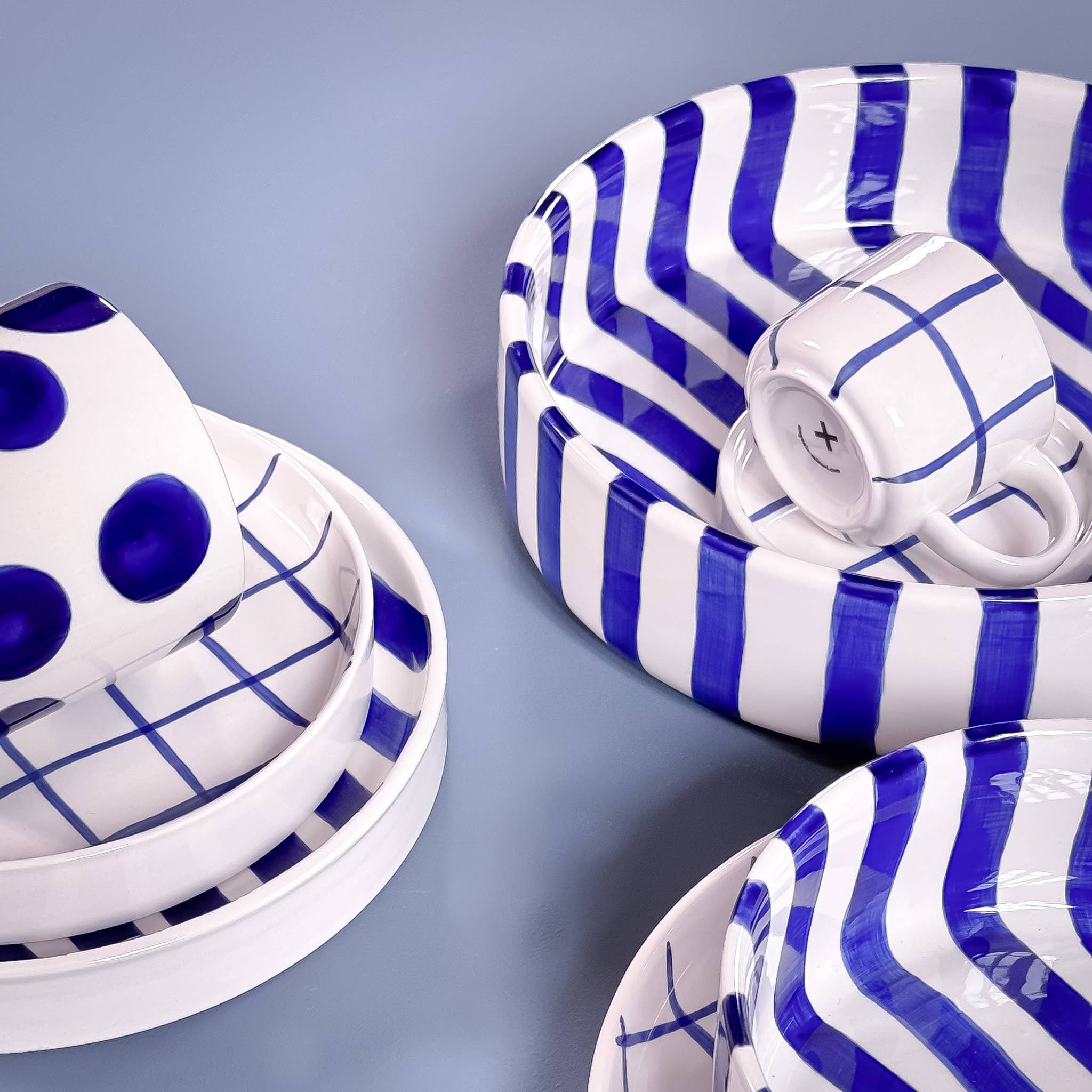 Set de 2 tasses espresso avec soucoupes – STRIPES mare blue