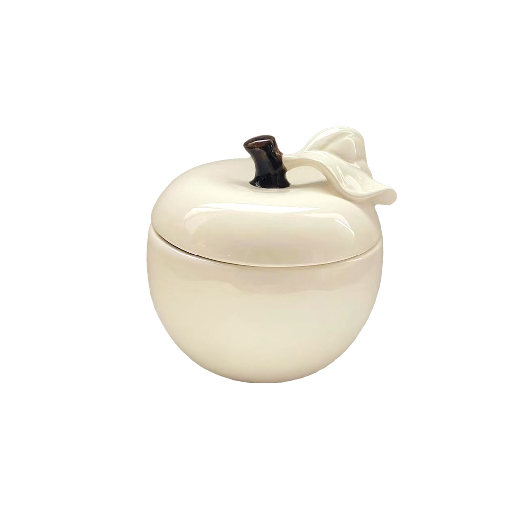 Boite en forme de pomme, en céramique beige | OPJET Paris
