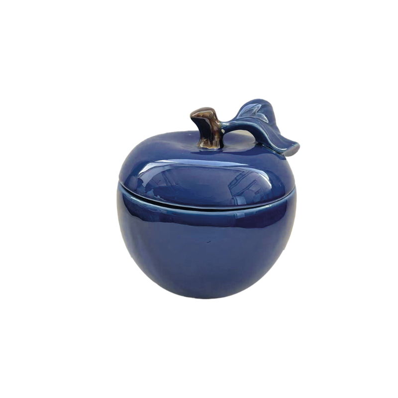 Boite en céramique, en forme de pomme, bleu de OPJET PARIS