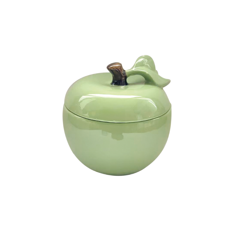 Boite en céramique, en forme de pomme, vert matcha de OPJET PARIS