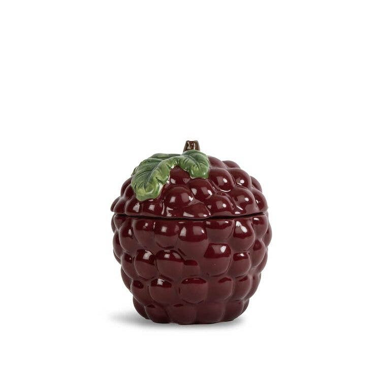 Bol Grape Sagaform AB – pot en céramique bordeaux avec couvercle feuille, collection Fruity