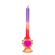 Bougeoir cœur orange et rose – 10 cm
