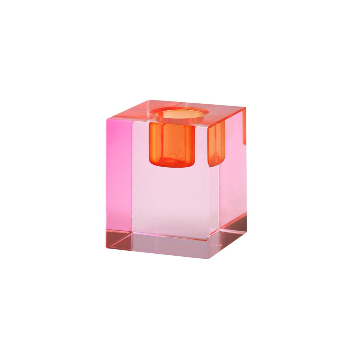 Bougeoir Dioptrics en verre cristal rose & orange