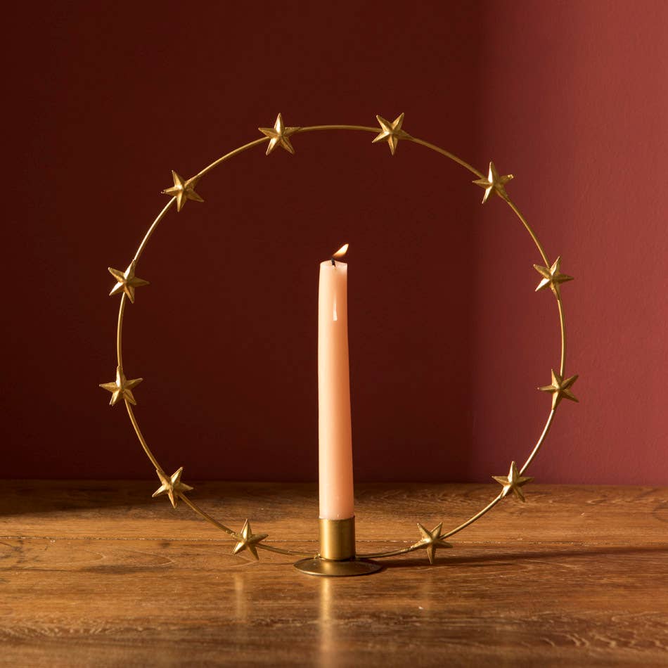 Bougeoir cercle d’étoiles – métal doré