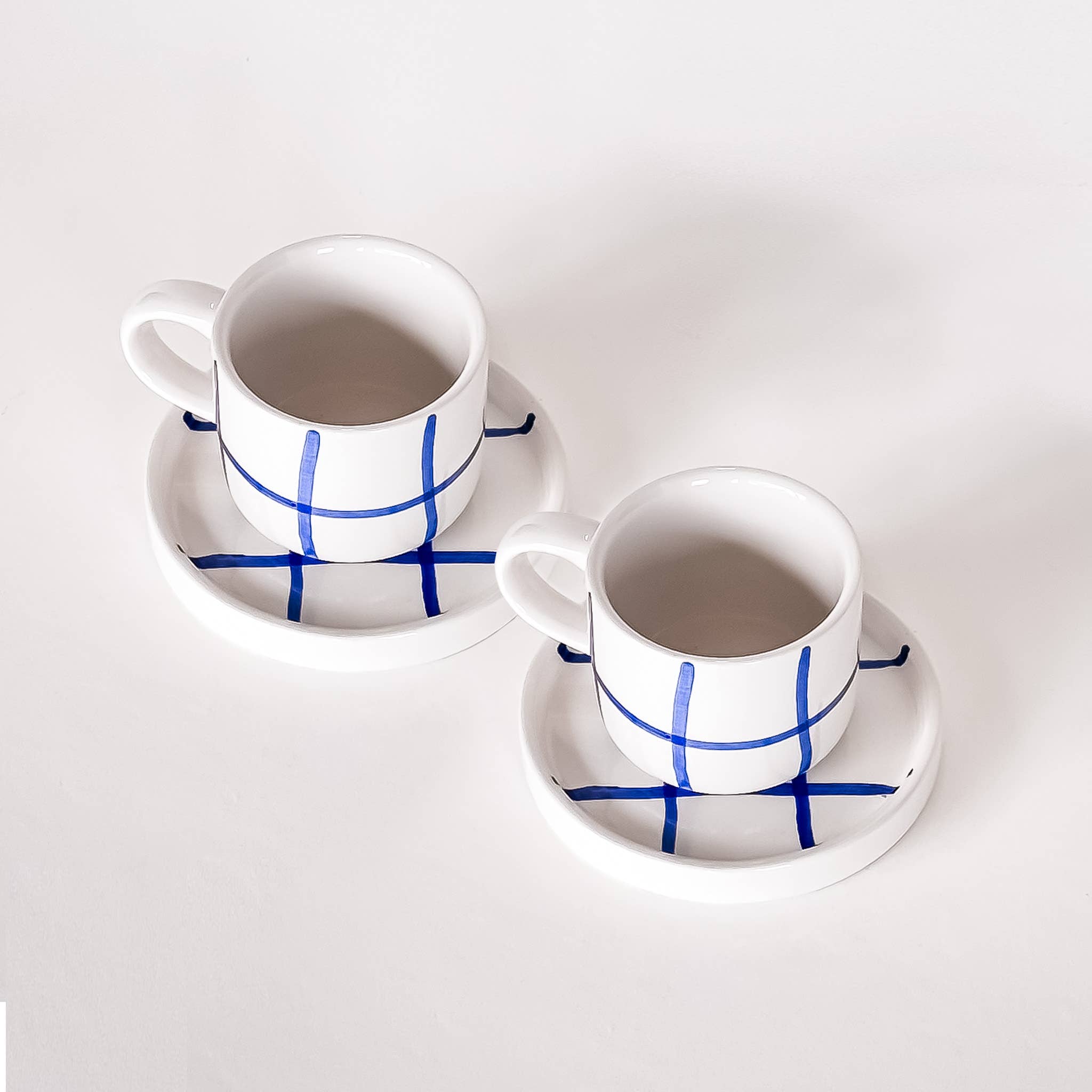 Set de 2 tasses espresso avec soucoupes – GRID mare blue
