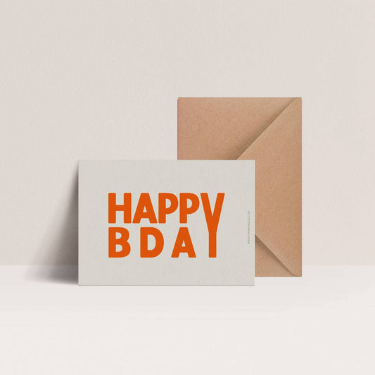 Carte avec message HAPPY BDAY orange et enveloppe | PAPIER and CO
