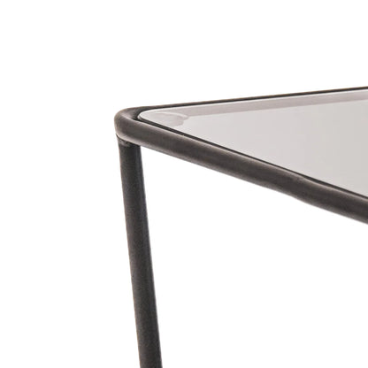 Table d'appoint en métal noir/verre
