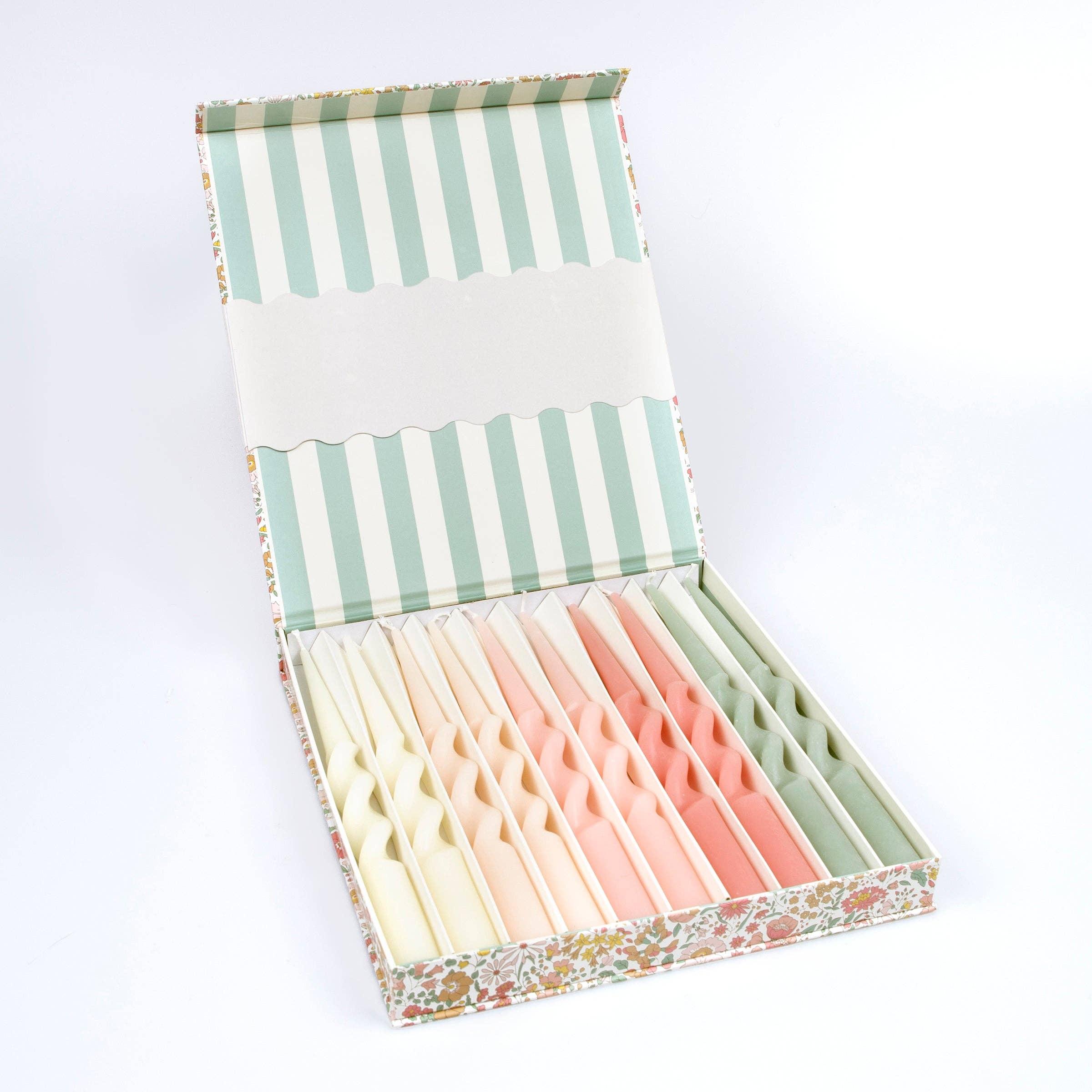 Coffret de 10 bougies torsadées – Édition Liberty London