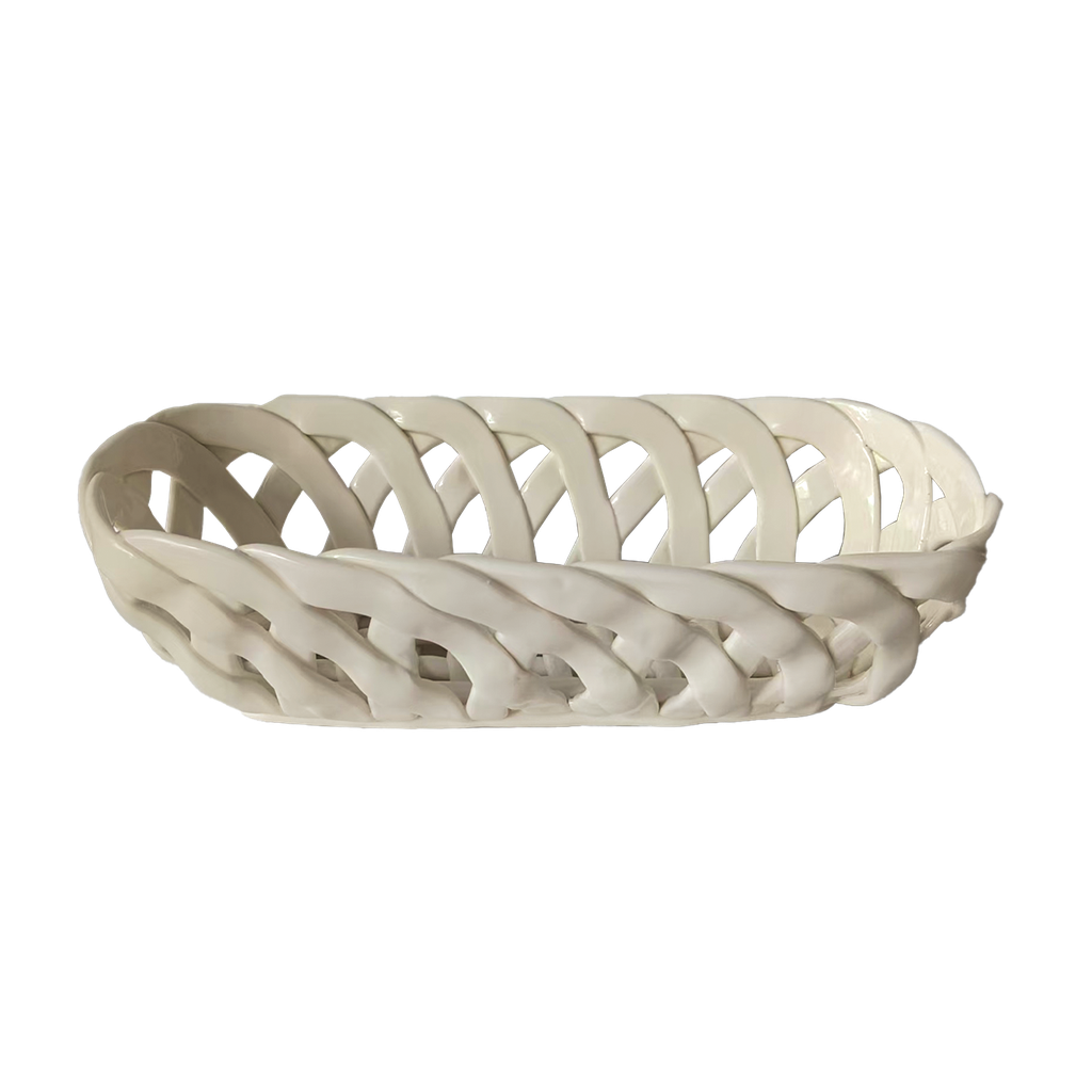 Corbeille tressée céramique - beige