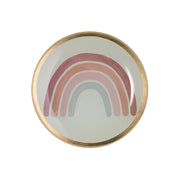 Vide-poche en verre rond avec motif arc-en-ciel pastel et bord doré