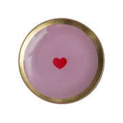 Petit vide-poche en verre rose avec cœur rouge et bord doré – Maison x Albert