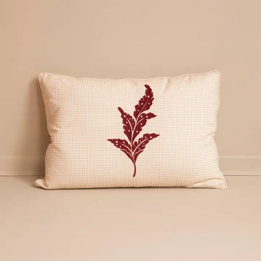 Coussin vichy brodé CARMIN - 50x70