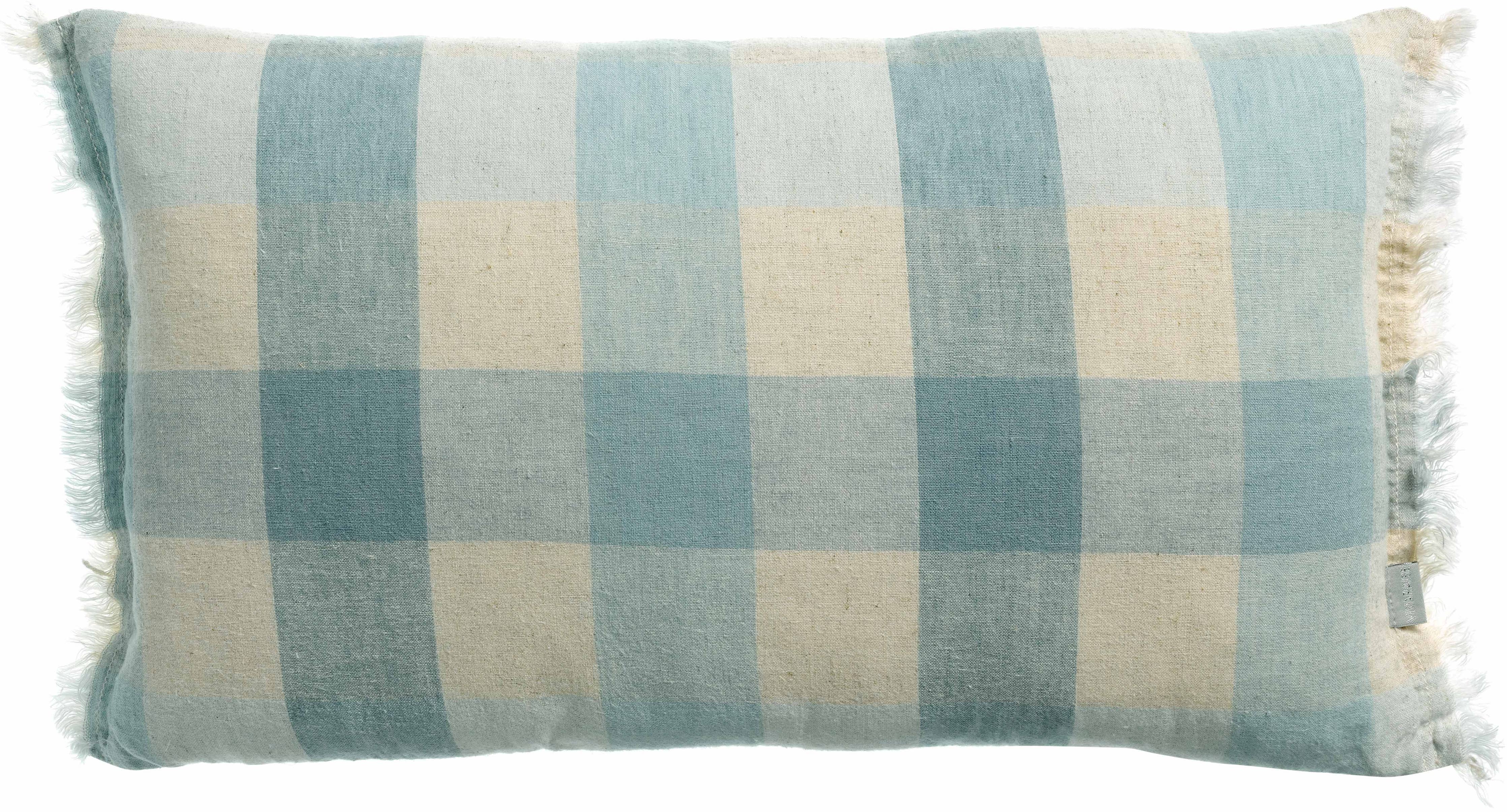 Coussin à carreaux KATE, mysotis, 30 x 50 cm | Maison Vivaraise