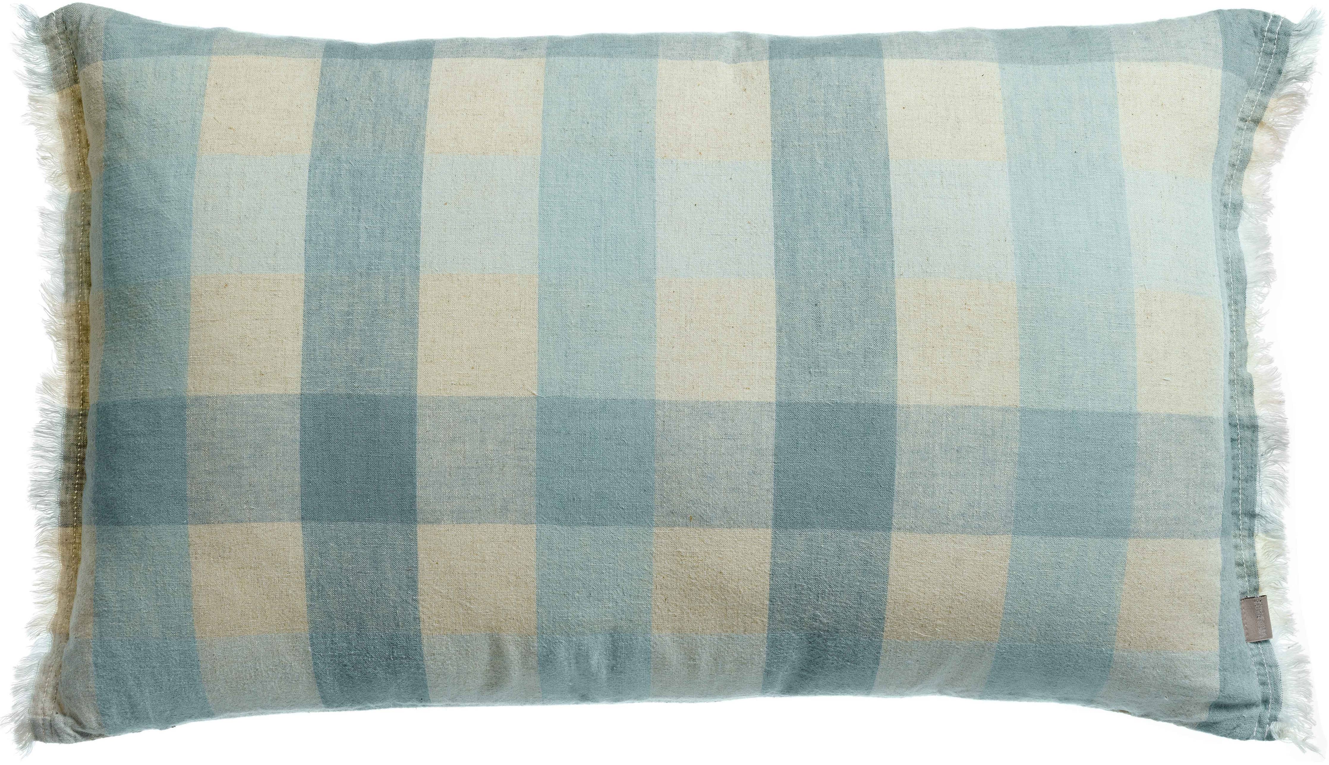 Coussin à carreaux KATE, mysotis, 40 x 65 cm | Maison Vivaraise