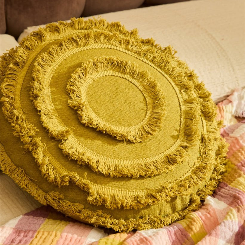 Coussin rond ARAYA à franges