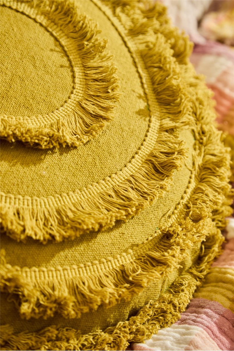 Coussin rond ARAYA à franges