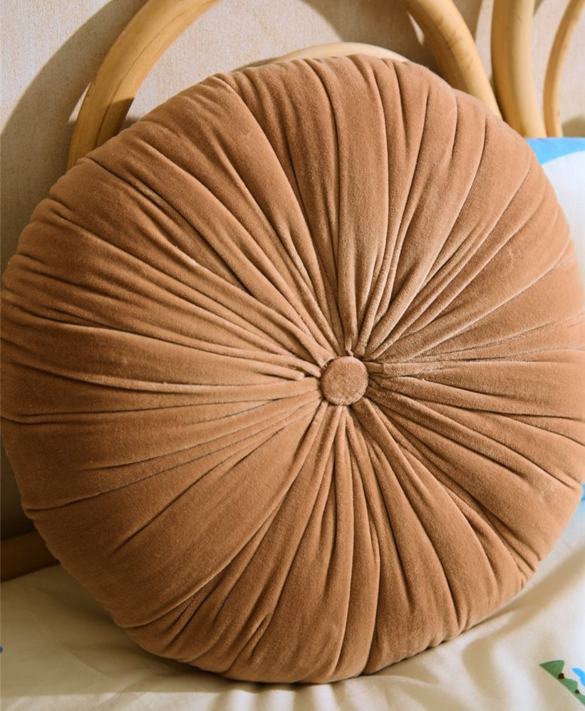 Coussin rond en velours - rose