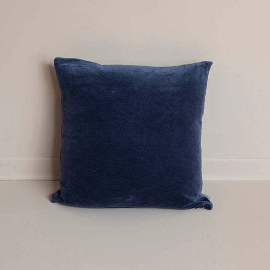 Coussin en velours uni bleu océan - 50x50 cm