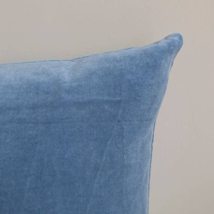 Coussin en velours uni bleu - 50x50 cm