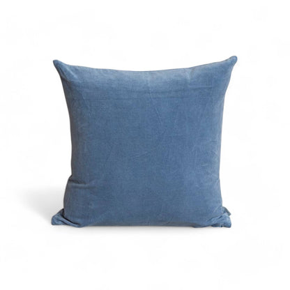 Coussin en velours uni bleu - 50x50 cm