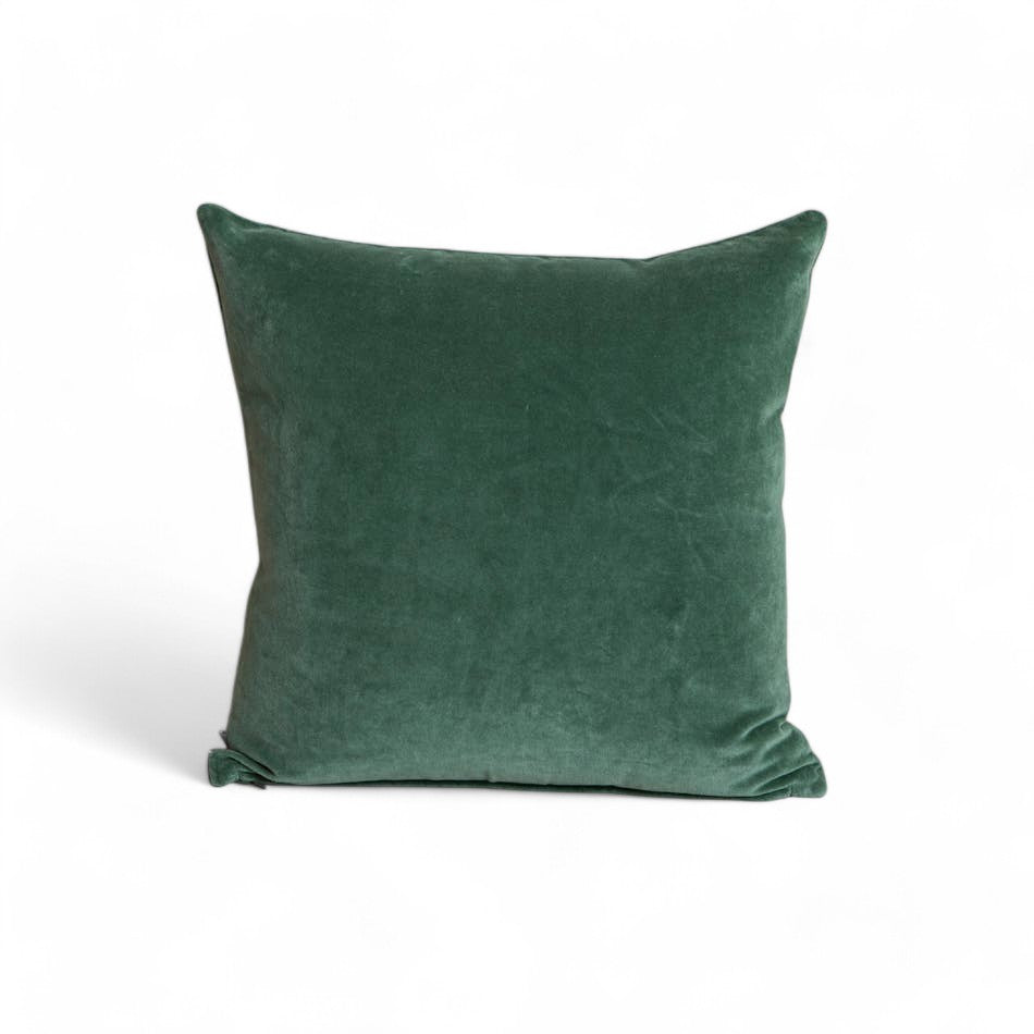 Coussin en velours uni vert lierre - 50x50 cm