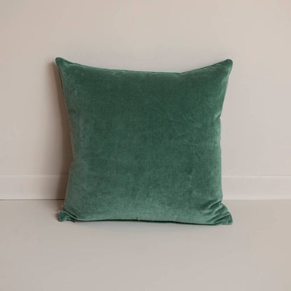 Coussin en velours uni vert lierre - 50x50 cm