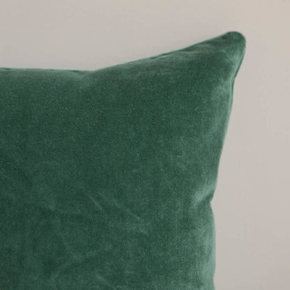 Coussin en velours uni vert lierre - 50x50 cm