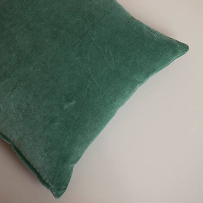 Coussin en velours uni vert lierre - 50x50 cm