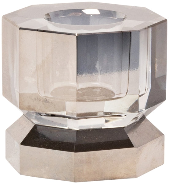 Bougeoir CRISTAL - chrome / gris fumé