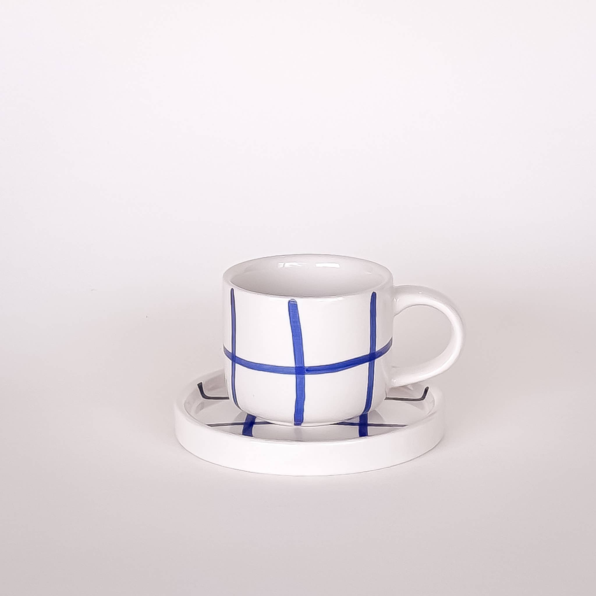 Set de 2 tasses espresso avec soucoupes – GRID mare blue