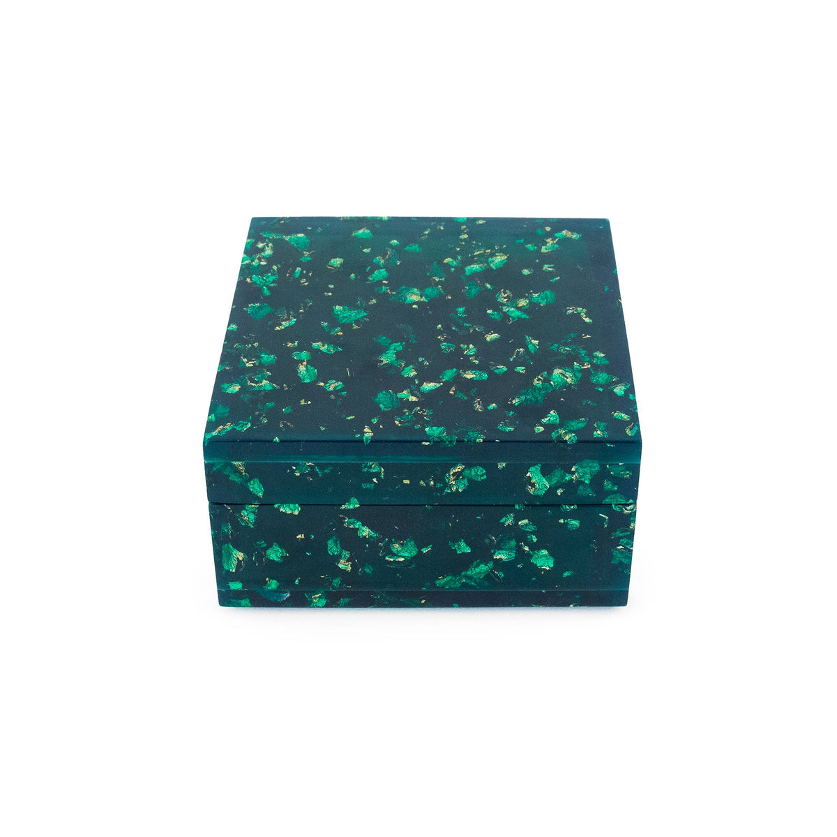 Petite boîte à bijoux verte en résine