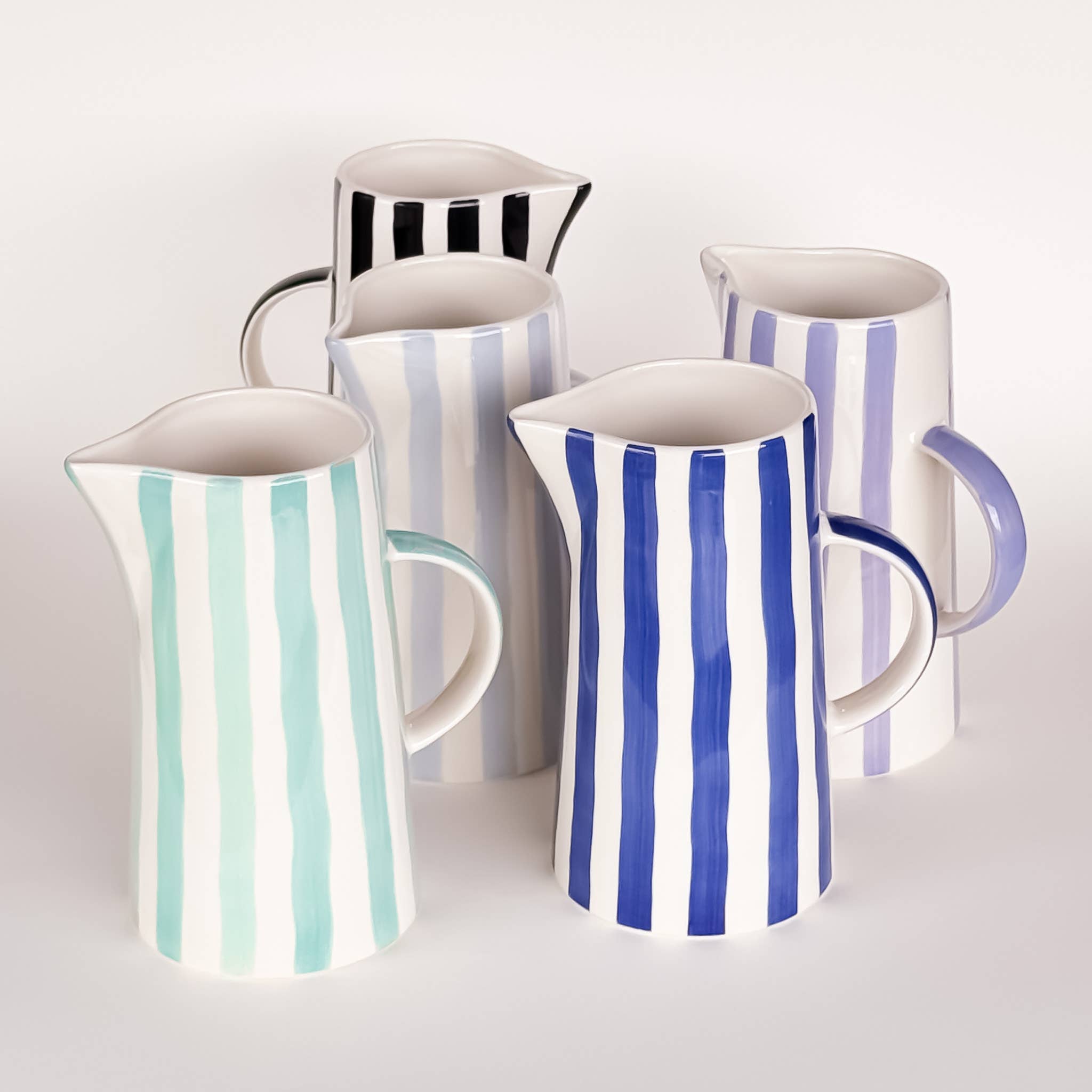 Carafe en céramique rayée KANNE - mare blue