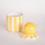 Bougie en céramique rayée - spiaggia Jaune