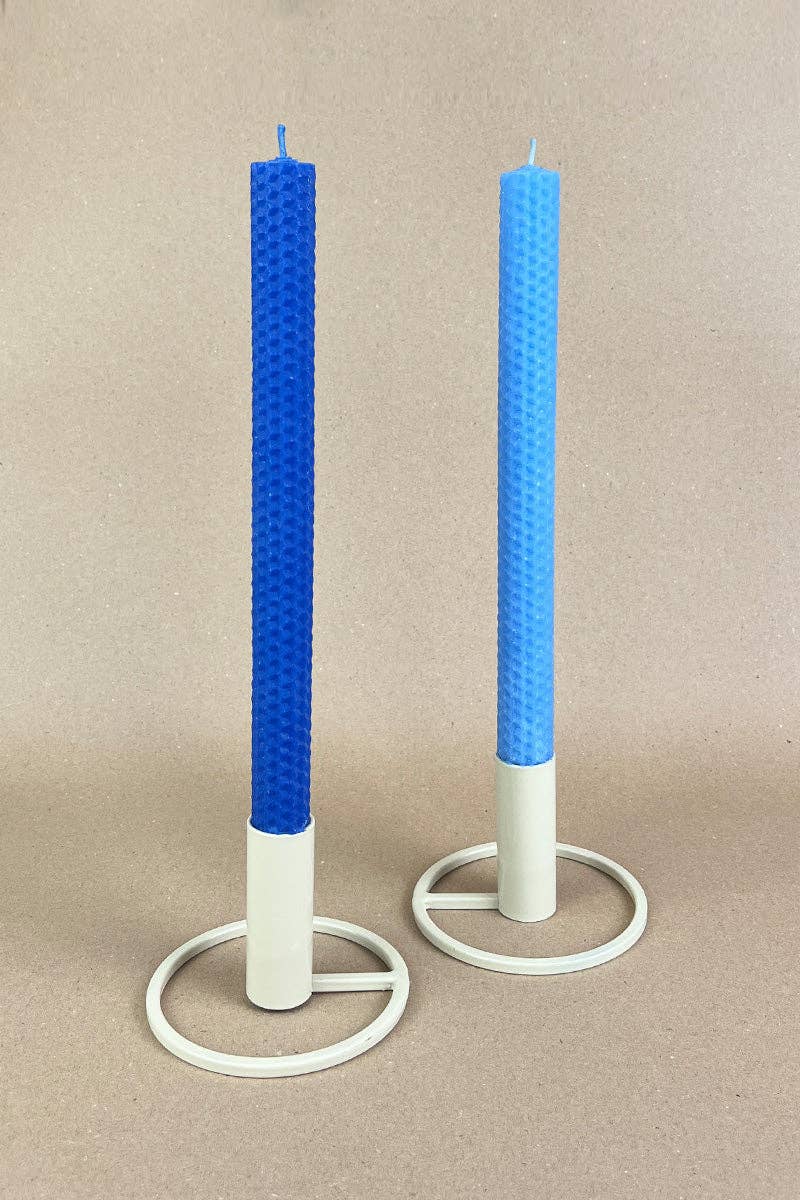 Bougies bâton en cire d’abeille – bleu ciel & océan